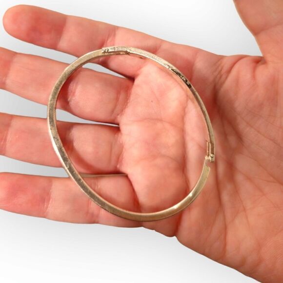 Vintage Alpaca Mexico Silver Blue Abalone Shell Mother-of-Pearl Flower Bracelet - Picture 5 of 14